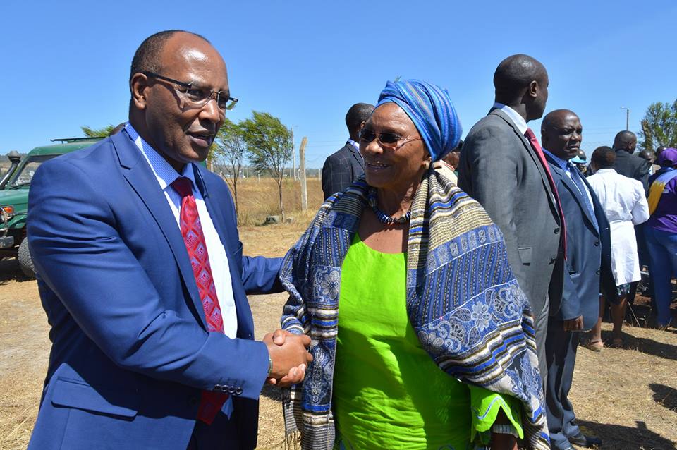 Our Board Chair Ms. Marion Kamau shares a word with Nyandarua County Governor H.E. Francis Kimemia at the event